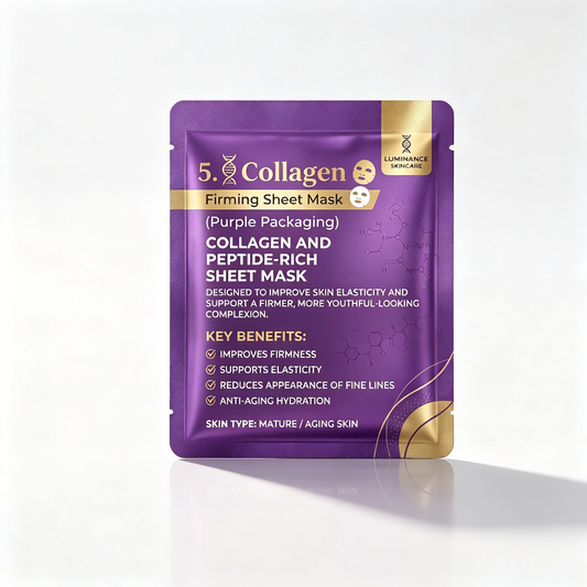 LUMINANCE SKINCARE 5X Collagen & Peptide Sheet Mask | Hydrating & Firming Care for Smoother-Looking Skin
