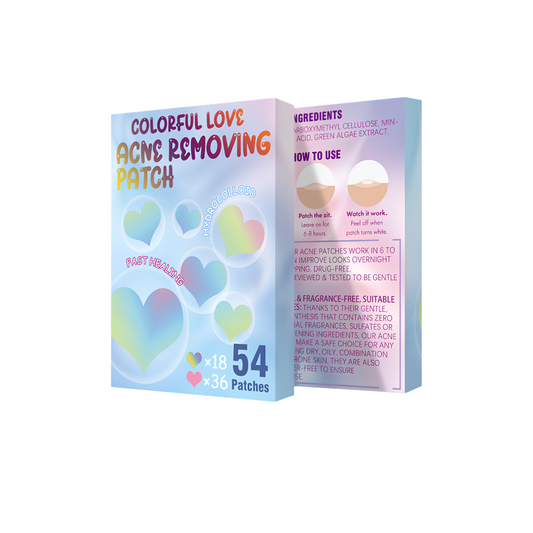 Colorful Heart Hydrocolloid Blemish Patches, 54 Counts, Skin Friendly Spot Care