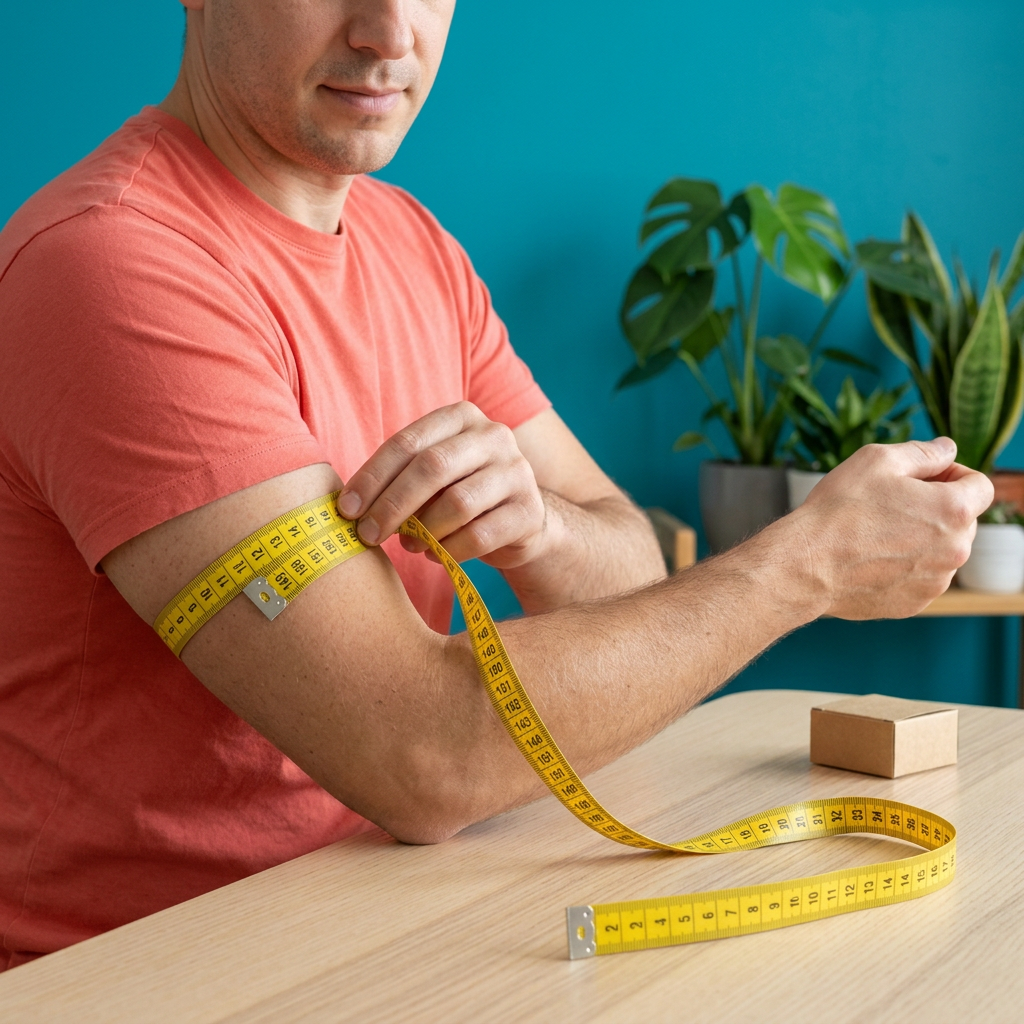 Man using yellow tape around upper arm